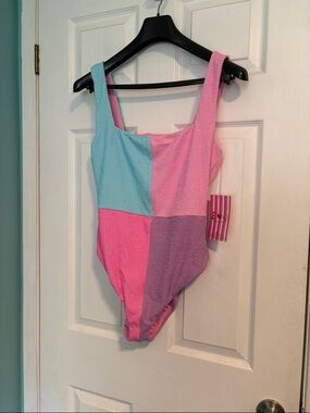 Show Me Your MuMu Colorblock One-Piece in Pink, Blue & Purple